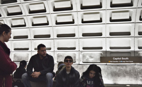 The UNM team await the subway in the nation’s capital, 2017.