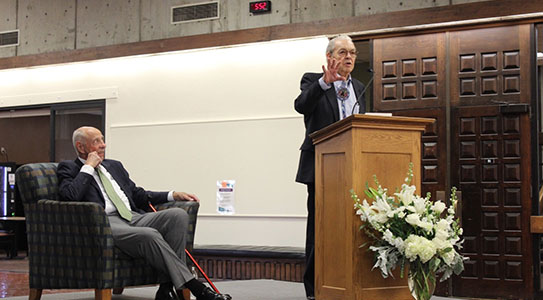 Sam Deloria, Former Director of the American Indian Law Center, speaking at the Dean Fred Hart Memorial